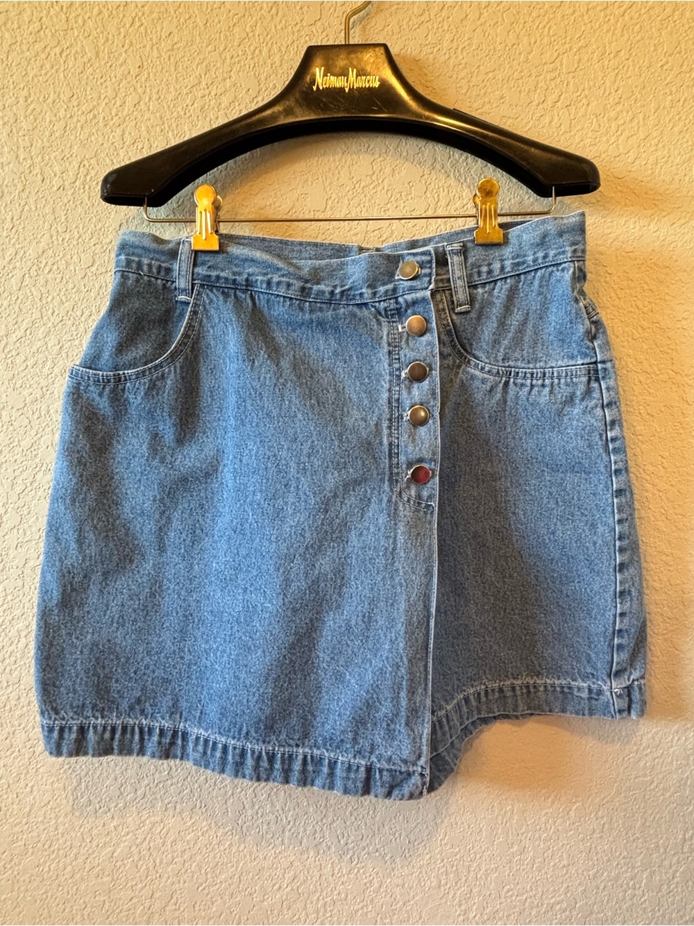 90’s Vintage Stampede Denim Button-Front Skort High Waist Made in USA Size 14